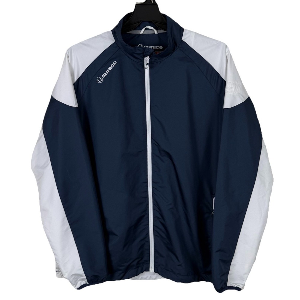 Sunice Golf Jacket Mens XL Blue‎ White Rain Coat Weather Performance X20CT Logo